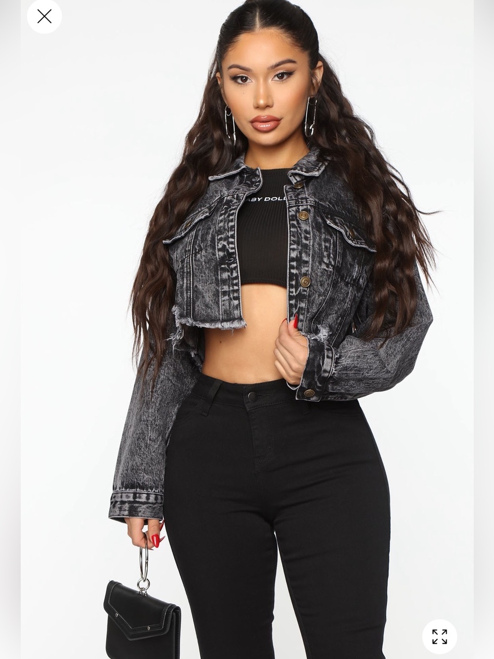 Fashion nova Wash Denim Jacket - Black